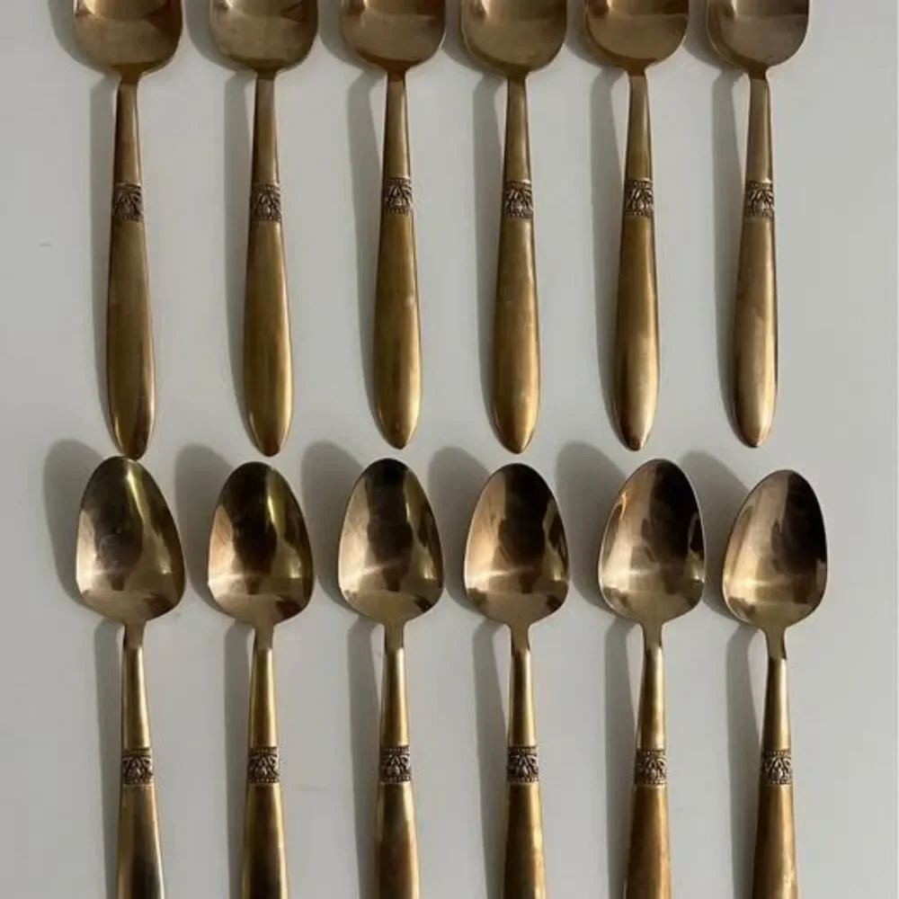Vintage 27 Pcs Bronze Dessert Flatware Set Brief Case by S. Samran Thailand Co.